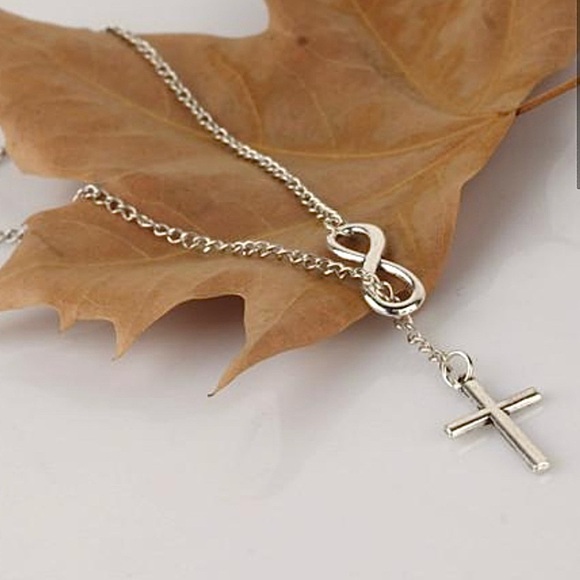 Silver Infinity Cross Pendant Necklace - Picture 4 of 6